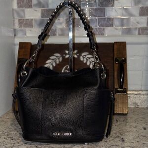 Good to Great CoySteve Madden Elegant Black Shoulder Bag with Studded Handle